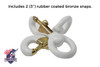 Pair of 3 Inch White Rubber Coated Brass Swivel Snap (2, White)