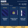 FORTISVEX New York 12 by 18 feet nylon flag. Outdoor nylon, single-reverse artwork, and rope-and-thimble attachment.