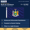 FORTISVEX New York 6 by 10 feet nylon flag. Lightweight outdoor nylon, enhanced ultraviolet resistance, treated to resist fading, and flies in a light breeze.