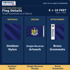 FORTISVEX New York 6 by 10 feet nylon flag. Outdoor nylon, single-reverse artwork, and brass grommet attachment.