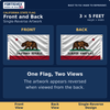California State Flag Front and Single-Reverse Back Views, 3 by 5 Feet