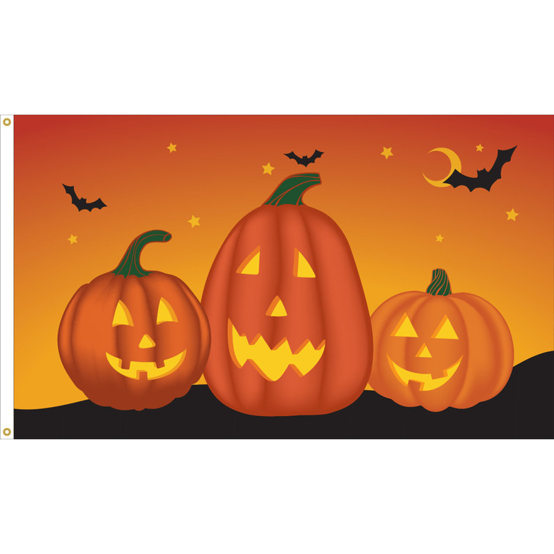 Get Festive with Our 3x5 Feet Nylon Pumpkin Halloween Flag Made in USA