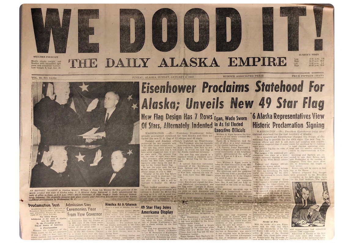 January 3rd, 1959: Alaska becomes the 49th State of the Union