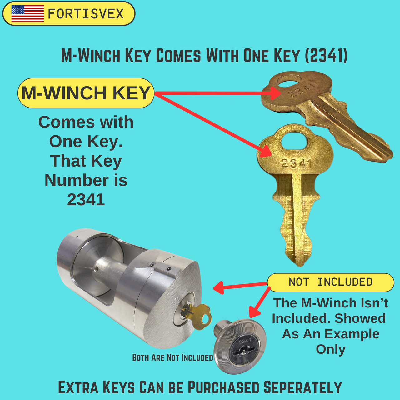 Internal Halyard Flagpole Replacement Key for M-Winch Lock