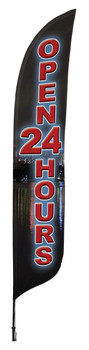 Open 24 Hours Blade Flag 2ft x 11ft Nylon Open 24 Hours Blade Flag 2ft x 11ft Nylon