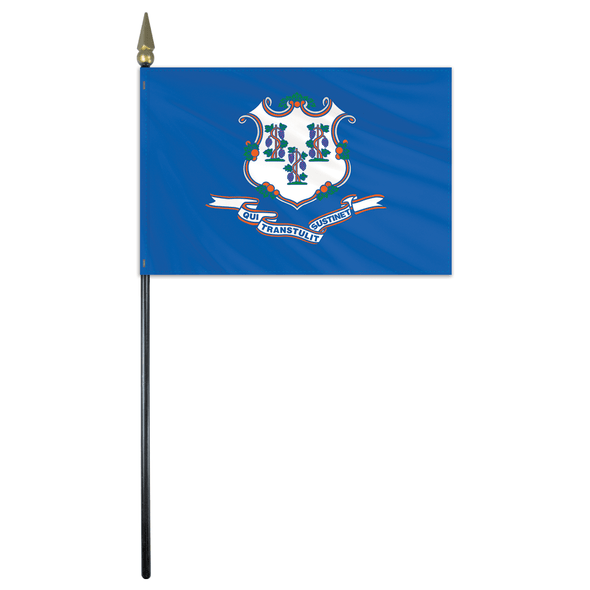 Connecticut State Stick Flag 4x6 Inches Polyester by Valley Forge Flag 04762070