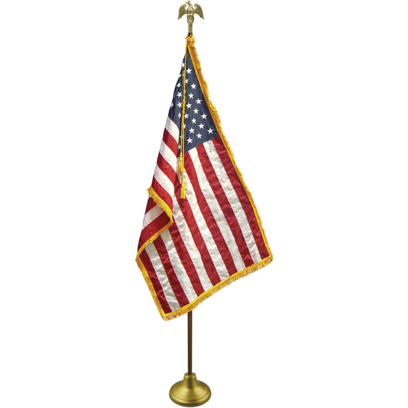 Deluxe Indoor And Parade US Flag Set 8 Feet Pole 3x5 Feet American Flag Nylon Sewn 010166