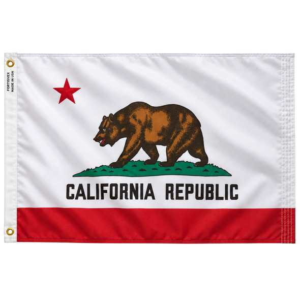 California state flag 4x6 nylon, the Bear Flag, made in the USA by FORTISVEX with brass grommets