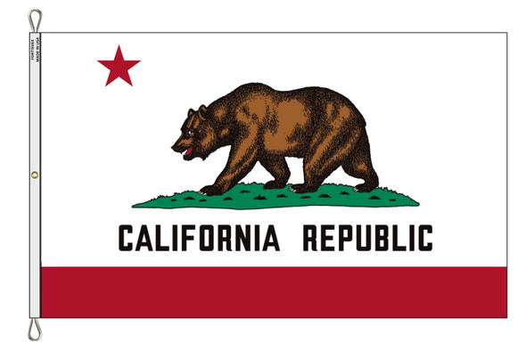 California 10x15 nylon state flag, the Bear Flag, front view, made in the USA by FORTISVEX