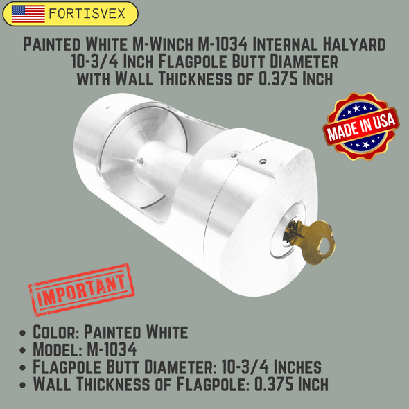 White M-Winch M-1034 Internal Halyard 10-3/4 Inch Flagpole Butt Diameter with Wall Thickness of 0.375 Inch 360032