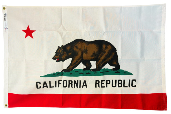 California 4x6 two-ply spun polyester state flag, the Bear Flag, front view, made in the USA by FORTISVEX