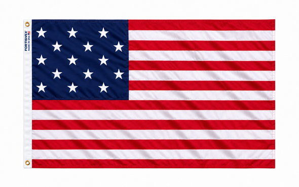 FORTISVEX 15 Star U.S. Flag 5x8 Feet Nylon - Made in USA with Brass Grommets