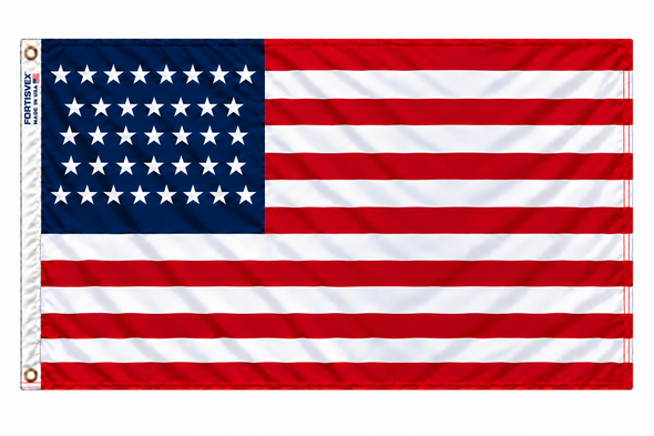 FORTISVEX 37 Star U.S. Flag 3x5 Feet Nylon - Made in USA with Brass Grommets
