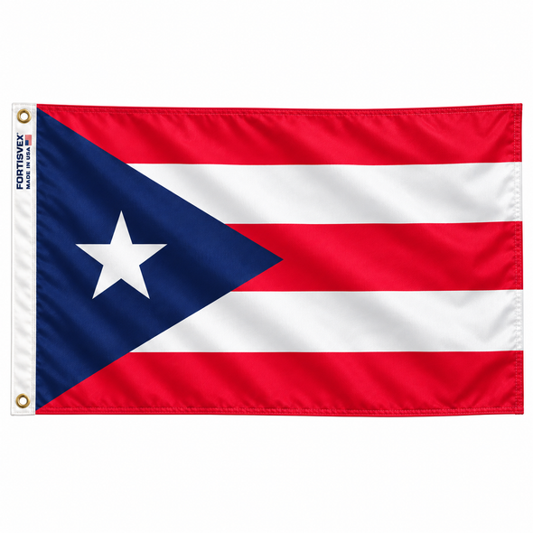 Puerto Rico 5x8 nylon flag with heading and grommets — FORTISVEX product render