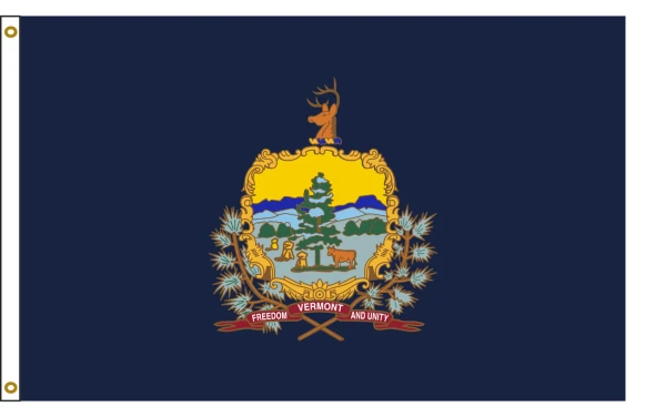 FORTISVEX Vermont nylon state flag illustration with a white heading and two brass grommets