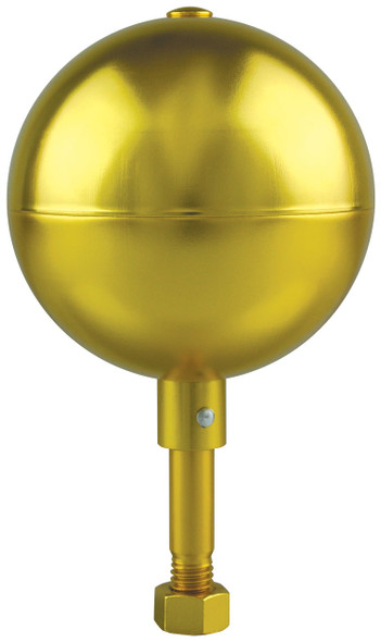6 Inch Gold Anodized Aluminum Ball Flagpole Ornament 1/2 Inch-13NC Spindle Thread 330003
