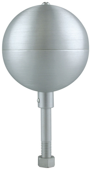 6 Inch Clear Anodized Aluminum Ball Flagpole Ornament 1/2 Inch-13NC Spindle Thread 330010