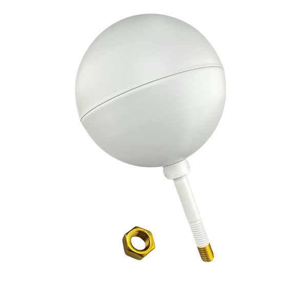 5 Inch Painted White Aluminum Ball Flagpole Ornament 1/2 Inch-13NC Spindle Thread 330030