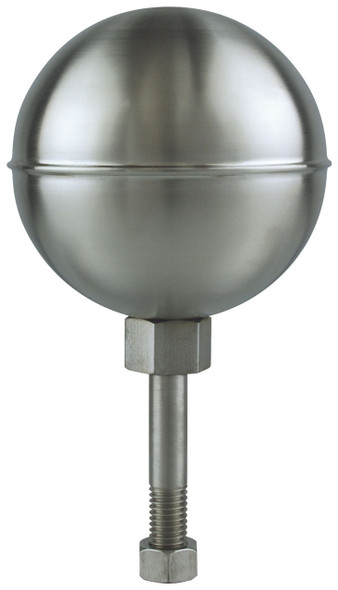 8 Inch Stainless Steel Satin Finish Ball Flagpole Ornament 1/2 Inch-13NC Spindle Thread 330038