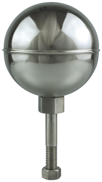 10 Inch Stainless Steel Mirror Finish Ball Flagpole Ornament 5/8 Inch-11NC Spindle Thread 330045