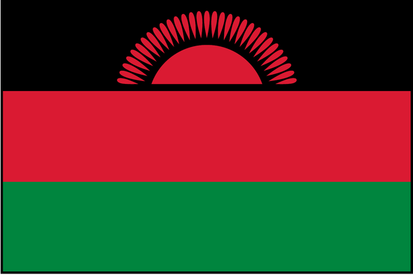 Malawi flag design — product illustration, not a photograph or size-specific construction detail.