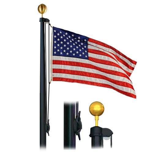 25 feet Flagpole Black Finish 4 Sectional Special Budget Series 323979