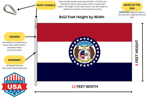 Missouri 8x12 Feet Nylon State Flag Made in USA