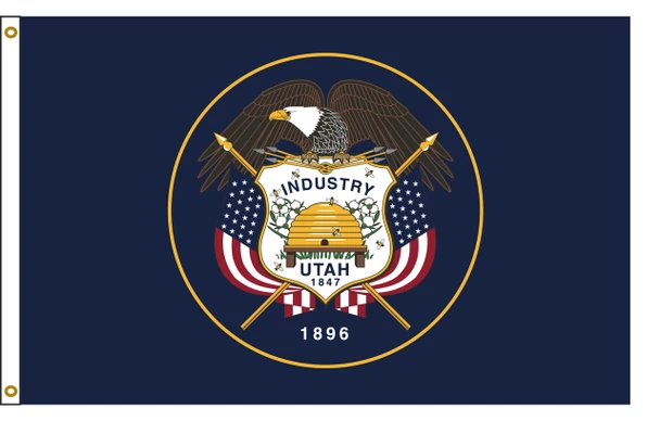 Utah 3 feet by 5 feet Nylon State Flag 3 feet by 5 feet