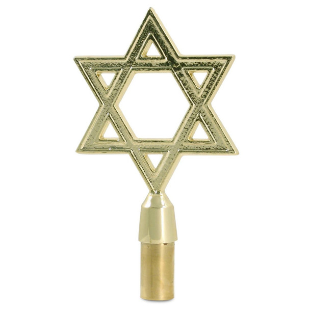 Metal 6.75 Inch Height 4.75 Inch Width Star of David Gold with Ferrule Parade Indoor Oak Flagpole Ornament 050073