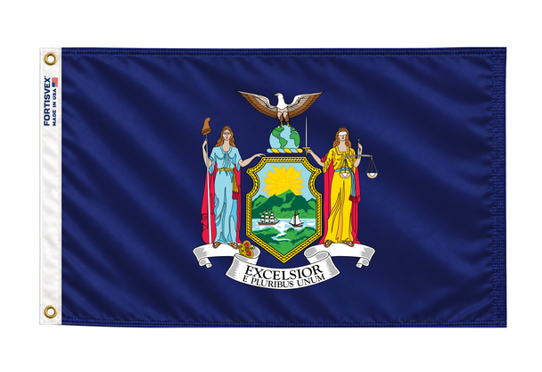 FORTISVEX New York 4 by 6 feet nylon flag with two brass grommets, shown on a white background.