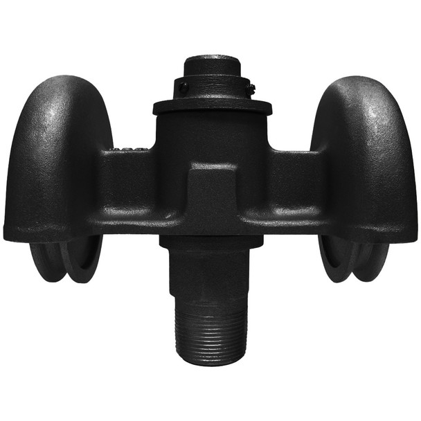 Painted Black Cast Aluminum External Halyard Revolving Double Pulley Up to 5-1/2 Inch Flagpole Truck 1-1/4 Inch NPT Threading Spindle Truck HDT-2 Series 340155