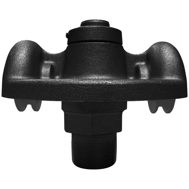 4 Inch Painted Black Cast Aluminum External Halyard Revolving Double Pulley Flagpole Truck Spindle 1-1/4 Inch NPT Threading 150 Series 340173