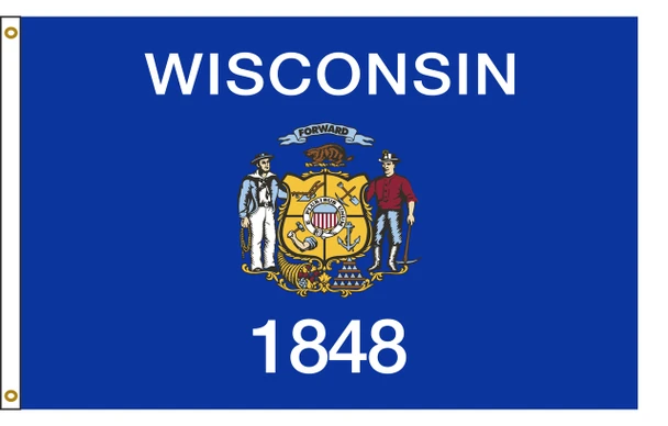 Wisconsin 4 feet by 6 feet Nylon State Flag 4 feet by 6 feet