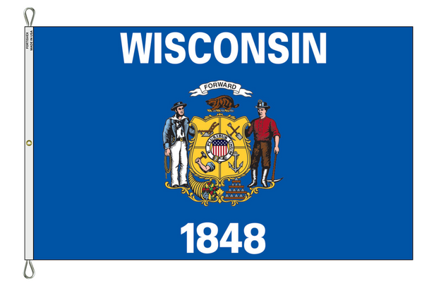 Wisconsin 10x15 Feet Nylon State Flag Made in USA