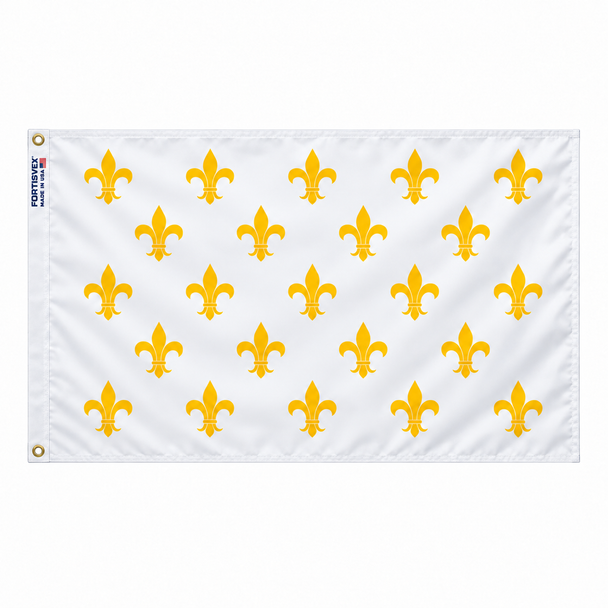 FORTISVEX White Twenty-three Fleur-de-lis Flag 3x5 Feet Nylon - Made in USA with Brass Grommets