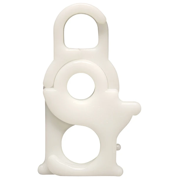 White nylon EVL snap shown closed, 3 inches, SKU 350132