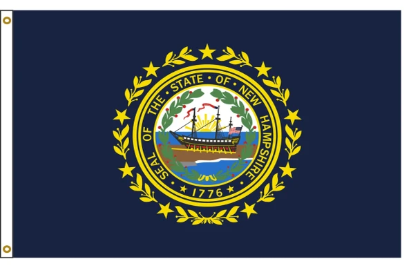 FORTISVEX New Hampshire nylon state flag illustration with a white heading and two brass grommets