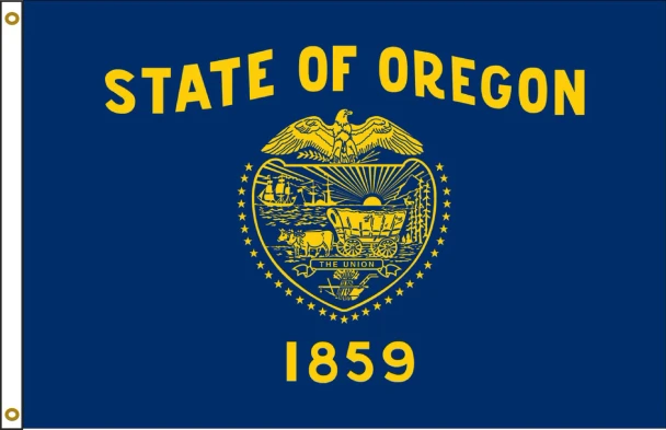 FORTISVEX Oregon nylon state flag illustration with a white heading and two brass grommets
