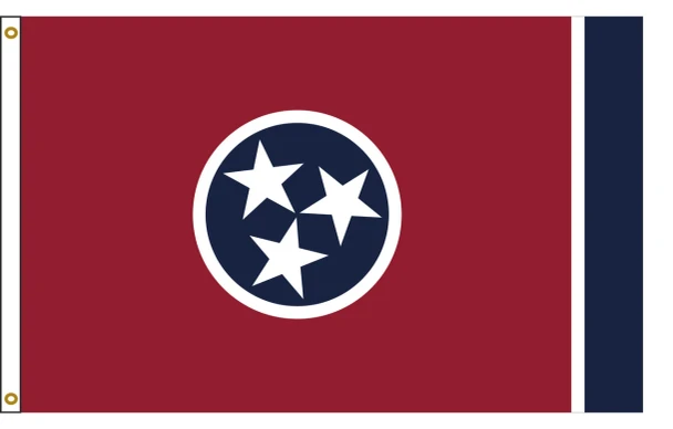 FORTISVEX Tennessee nylon state flag illustration with a white heading and two brass grommets