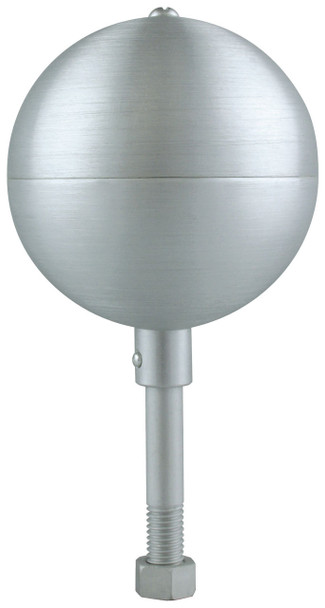 6 Inch Clear Anodized Aluminum Ball Flagpole Ornament 1/2 Inch-13NC Spindle Thread 330010