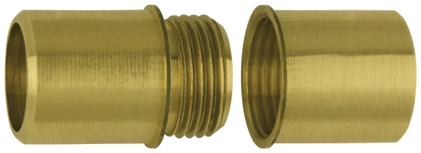 Brass screw-joint family illustration for FORTISVEX Hardware 050480; see listed fit dimensions