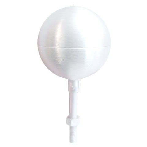 4 Inch Painted White Aluminum Ball Flagpole Ornament 1/2 Inch-13NC Spindle Thread 330029
