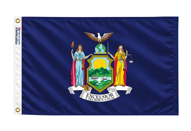 FORTISVEX New York State Flag 5x8 Feet Nylon - Made in USA with Brass Grommets