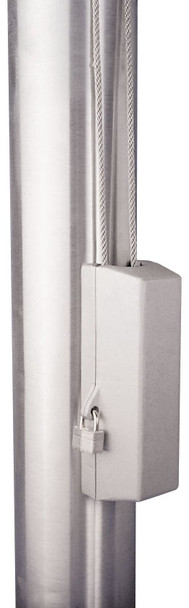 White Cleat Cover Box With Padlock Lock Fits 3 inches-3.5 inches Pole Diameter 350056
