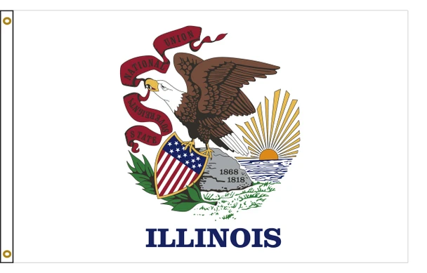 Illinois 8 feet by 12 feet Nylon State Flag 8 feet by 12 feet