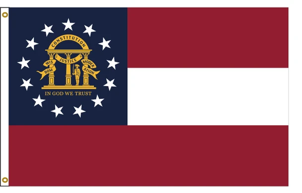 Georgia nylon state flag, 3 feet by 5 feet