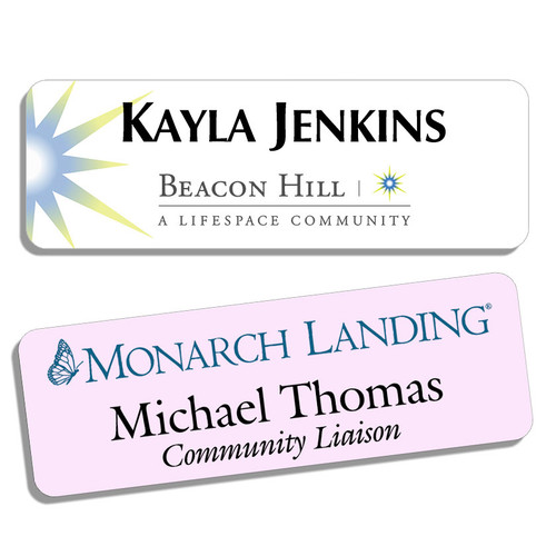 1 x 3" Full Color UV Print FRP Name Badges with Magnetic Fastener for Assisted Living