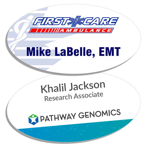 1.5 x 3" Full Color Printed Name Badges - Oval - Medical