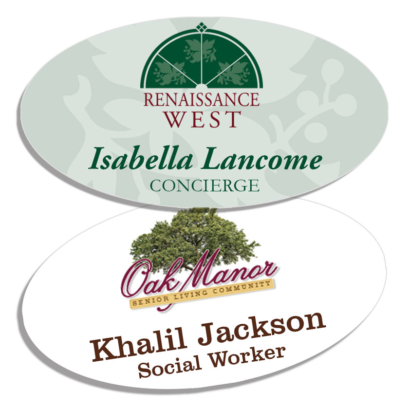 1.5 x 3 in. Full Color Name Badges - Oval