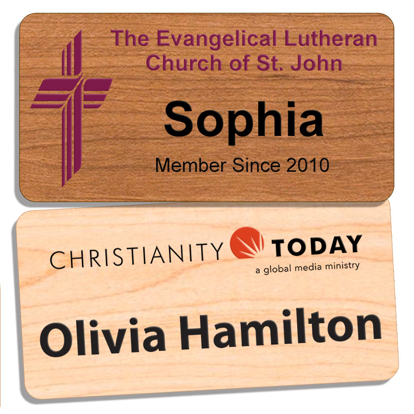 1.5 x 3 in. Printed Wood Name Badges